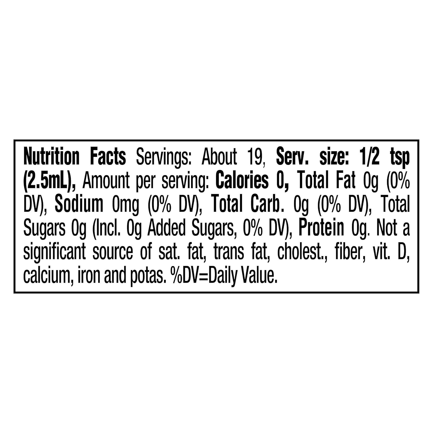 zero sugar and zero calories per serving