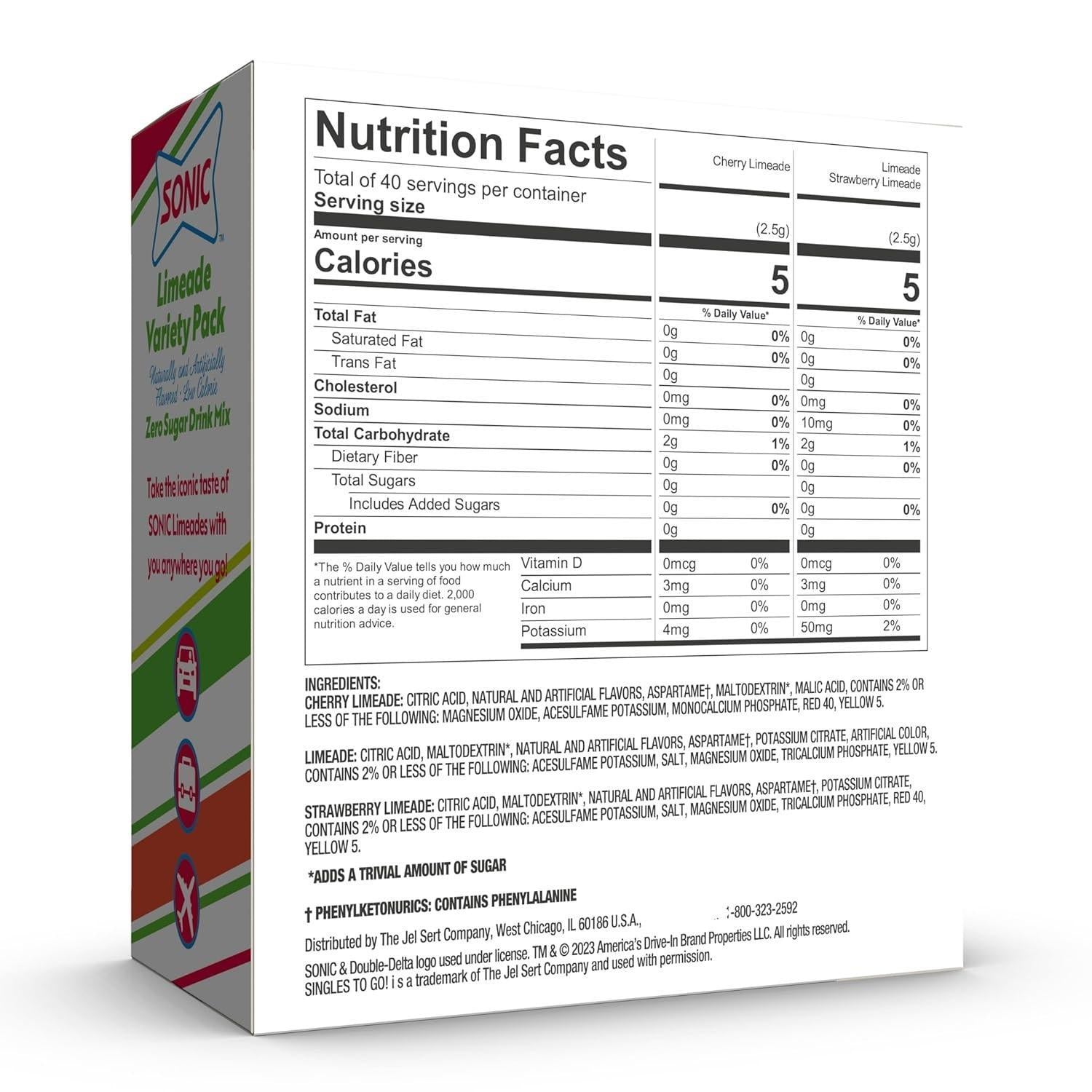 zero sugar, caffeine-free, non-carbonated formula sweetened with aspartame and acesulfame potassium